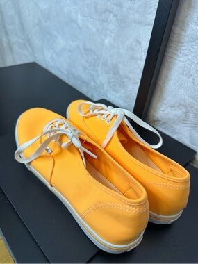 Bright Orange  Canvas Lace-Up Sneakers with White Laces